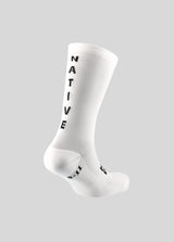 NATURAL PERFORMANCE MULTI SPORT SOCKS - WHITE WITH BLACK LOGOS