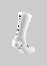 NATURAL PERFORMANCE MULTI SPORT SOCKS - WHITE WITH BLACK LOGOS