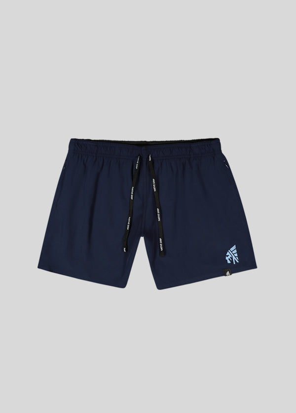 MENS BLUE TRAINING SHORTS WITH ZIP POCKETS
