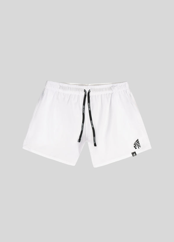MENS WHITE TRAINING SHORTS WITH ZIP POCKETS