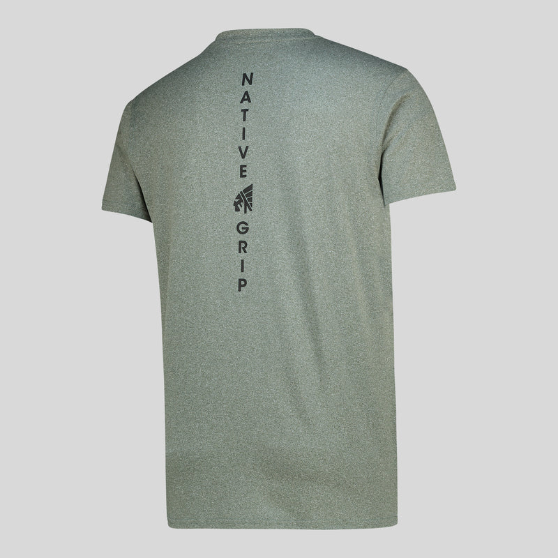 MENS OLIVE GREY TRAINING T-SHIRT (NATIVE WARRIOR)