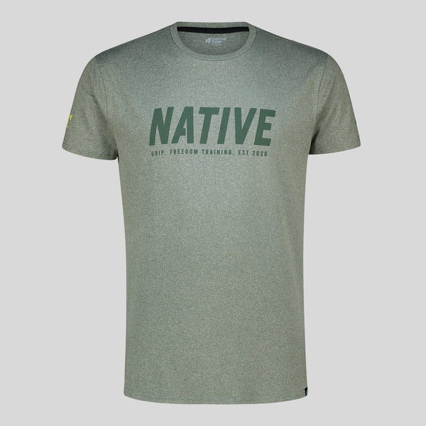 MENS OLIVE GREY TRAINING T-SHIRT (RUN FOR THE RAINFOREST)